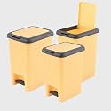 Kuber Industries 6.5 Liter Dustbin for Kitchen &amp; Home with Pedal | Hygienic Closed Dust Bin/Waste Box for Office Toilet | Under Sink Diaper Garbage Holder with Lid | Yellow &amp; Grey