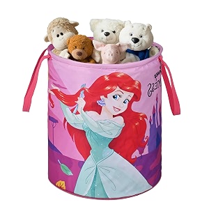 kuber industries polyester foldable 45l toys organizer for kids room - soft toys storage bagbasketcontainer with handles  disney princess - pink 34 x 34 x 42 centimeters