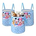Kuber Industries Pack of 3 Foldable 45L Toys Organizer for Kids Room - Soft Toys Storage Bag/Basket/Container with Handles | Disney Kids - Sky Blue