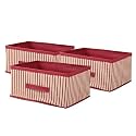 Kuber Industries Pack of 2 Foldable Multi-purpose Cloth Organizer for Storage with Drawing Handle | Durable Organisers Storage Box for Clothes/Toys | Lining Print - Pink
