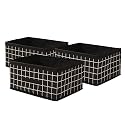 Kuber Industries Pack of 3 Foldable Multi-purpose Cloth Organizer for Storage with Drawing Handle | Durable Organisers Storage Box for Clothes/Toys | Check Design -Black