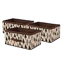 Kuber Industries Non-Woven Pack of 3 Foldable Multi-Purpose Cloth Organizer for Storage with Drawing Handle,Durable Organisers Storage Box for Clothes/Toys,Tree Print,White,41x28x20 Centimeters