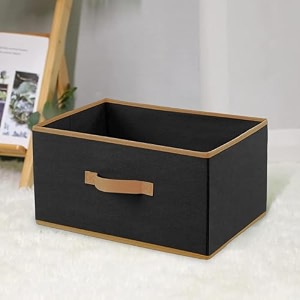 kuber industries foldable non-woven storage box for clothes  dress amp towel organiser for wardrobe  collapsible container basket - black
