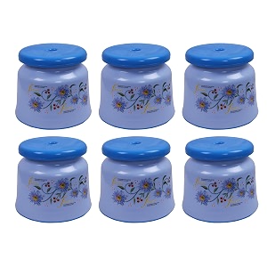 kuber industries pack of 6 bathroom stoolplastic stool for bathroomanti-slip with strong bearingsolid surface amp unbreakable materialblue