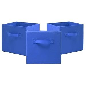 kuber industries pack of 6 foldable storage box  multipurpose storage organizer for clothes  plain wardrobe organizer for book stationary amp toys  11 inch  royal blue