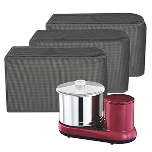 kuber industries pack of 3 foldable grinder cover for table top  open bottom waterproof kitchen mixer cover  mini check  grey polyvinyl chloride pvc