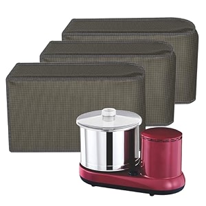 kuber industries pack of 3 grinder cover  mixer grinder cover  foldable grinder cover for table top  open bottom grinder cover  waterproof kitchen grinder cover  mini check  brown