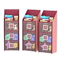 Kuber Industries Hanging Wardrobe Organizer, Pack of 3 | Foldable 4 Compartment Storage for Clothes, Shoes &amp; Toys | Maroon