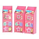 Kuber Industries Hanging Almirah | 4 Compartment Storage | Wall Wardrobe Organizer for Cloth-Shoes-Toys | Pink