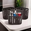 Kuber Industries Pack of 6 Hanging &amp; Wall Mounted 4 Compartment Tooth Brush Organiser &amp; Shaving Kit | Kitchen’s Cutlery Stand | Make-up/Skincare Organizer &amp; Comb Holder for Dressing Table | Beige