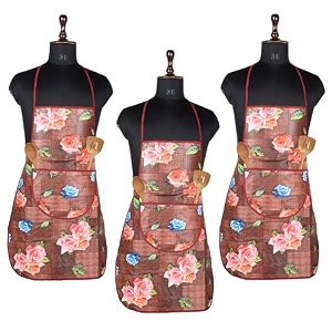kuber industries kitchen apron set of 2 - restaurant chef cooking dress for women and men - front pocket mota check pattern blue