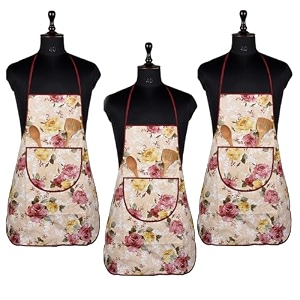 kuber industries kitchen apron set of 2 - restaurant chef cooking dress for women and men - front pocket mota check pattern blue