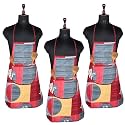 Kuber Industries Kitchen Apron | Kitchen Dress for Women | Water-Resistant Apron | Apron for Restaurant | Front Pocket | Apron for Chef | Cooking Apron for Men | Printed | Red