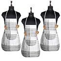 Kuber Industries Kitchen Apron Set of 2 - Restaurant, Chef, Cooking Dress for Women and Men - Front Pocket, Mota Check Pattern, Blue