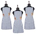 Kuber Industries Kitchen Apron Set of 2 - Restaurant, Chef, Cooking Dress for Women and Men - Front Pocket, Mota Check Pattern, Blue