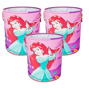 kuber industries laundry basket 45 ltr foldable non-woven basket  round cloth laundry bag  washing storage basket  disney princess  pink