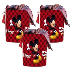 kuber industries disney print waterproof canvas laundry bagtoy storage laundry basket organizer with handles 45 l black 37 cm