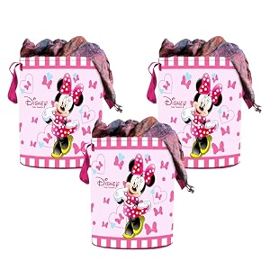 kuber industries laundry basket 45 ltr foldable non-woven basket  round cloth laundry bag  washing storage basket  disney minnie  pink