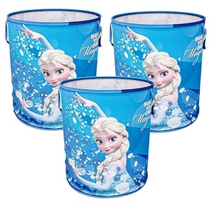 kuber industries laundry basket 45 ltr foldable non-woven basket  round cloth laundry bag  washing storage basket  disney frozen  blue