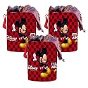 Kuber Industries Disney Print Waterproof Canvas Laundry Bag|Toy Storage| Laundry Basket Organizer With Handles, 45 L (Black), 37 Cm