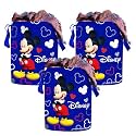 Kuber Industries Disney Print Waterproof Canvas Laundry Bag|Toy Storage| Laundry Basket Organizer With Handles, 45 L (Black), 37 Cm