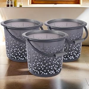 kuber industries pack of 6 multi-purpose 18 litres water bucket for washing clothes  bathing balti for bathroom  water storage container - essential for household chores  tined- black