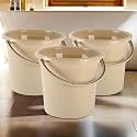 Kuber Industries Pack of 3 Multi-Purpose 18 litres Water Buckets for Washing Clothes with Handle | Bathing Balti for Bathroom | Water Storage Container - Essential for Household Chores | Beige