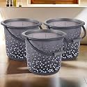 Kuber Industries Pack of 6 Multi-Purpose 18 litres Water Bucket for Washing Clothes | Bathing Balti for Bathroom | Water Storage Container - Essential for Household Chores | Tined- Black