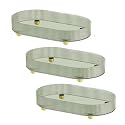 Kuber Industries Pack of 3 Multipurpose Decorative Tray | Makeup Organiser, Bathroom Vanity Tray, Dresser Tray, Kitchen Countertop Organiser Tray | Anti Slip and Decorative | YM.6403 | Dark Green