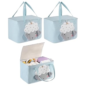 kuber industries premium kawaii essentials caddy bag  aesthetic baskets for new born clothes  cute stuff holder amp organizer for baby toys diaper amp wet wipes  gm-26-pnk  pink rabbit
