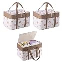 Kuber Industries Premium Kawaii Essentials Caddy Bag | Aesthetic Baskets for New Born Clothes | Cute Stuff Holder &amp; Organizer for Baby Toys, Diaper &amp; Wet Wipes | GM-26-PNK | Pink Rabbit