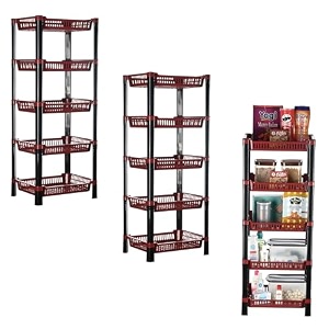 kuber industries pack of 3 multipurpose kitchen organizerstorage rack  3-layer onion stand for kitchen  vessels amp vegetable organiser  maroon
