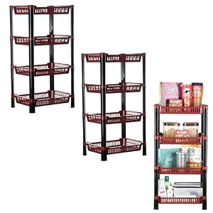kuber industries pack of 3 multipurpose kitchen organizerstorage rack  3-layer onion stand for kitchen  vessels amp vegetable organiser  maroon