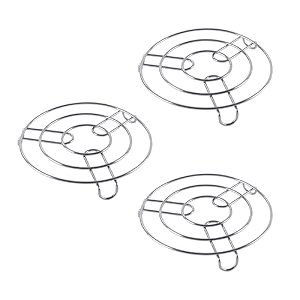 kuber industries pack of 3 multipurpose stainless steel cooker stand  heat resistant hot plate dishes holder  dongahot pot stand for kitchen amp home  hw-2  silver