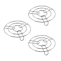 Kuber Industries Pack of 3 Multipurpose Stainless Steel Cooker Stand | Heat Resistant Hot Plate Dishes Holder | Donga/Hot Pot Stand for Kitchen & Home | HW-2 | Silver