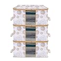 Kuber Industries Pack Of 3 Non Woven Underbed Storage Organizer | Storage Bags For Clothes, Blanket | Clothes Storage Bag For With Handle &amp; Visible Window | Gola Print - White, 47 Cm