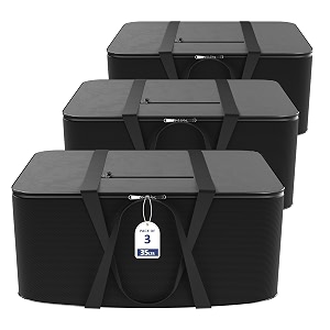 kuber industries pack of 3 nylon 35l small underbed storage box  blanket storage bagscover double bed storage containers  dustproof storage bag for clothes documents books toys  grey amp black