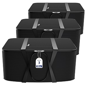 kuber industries pack of 3 nylon 35l small underbed storage box  blanket storage bagscover double bed storage containers  dustproof storage bag for clothes documents books toys  black