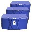 Kuber Industries Pack of 3 Nylon 35L Small Underbed Storage Box | Blanket Storage Bags/Cover Double Bed Storage Containers | Dustproof Storage Bag for Clothes, Documents, Books, Toys | Blue