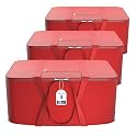 Kuber Industries Pack of 3 Nylon 35L Small Underbed Storage Box | Blanket Storage Bags/Cover Double Bed Storage Containers | Dustproof Storage Bag for Clothes, Documents, Books, Toys | Red