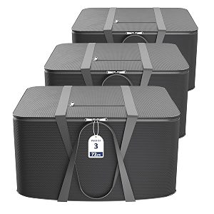 kuber industries pack of 3 nylon 72l large king size underbed storage box  blanket storage bagscover double bed storage containers  storage bag for clothes documents books toys  grey