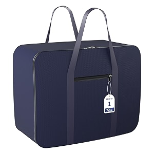 kuber industries underbed storage bagrexine jumbo blanket coverlightweight storage bagfoldable razai bagzipper storage bag for clothes with handlelarge dark blue 27 cm