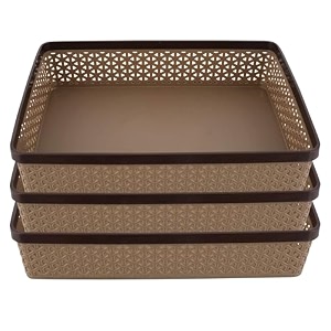 kuber industries pack of 3 office desk tray  plastic stationary document tray  file paper tray for office  storage tray for kitchen books  coffee