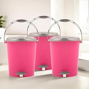 kuber industries dustbin  open dustbin  plastic garbage dustbin  dustbin for kitchen  dustbin for bathroom  office dustbin  plain sada dustbin  7 ltr  066  pack of 2  multi