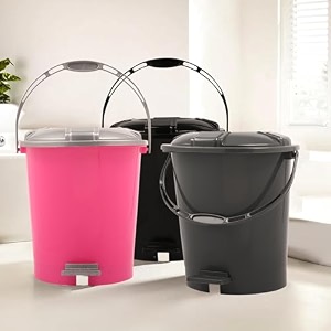 kuber industries dustbin  open dustbin  plastic garbage dustbin  dustbin for kitchen  dustbin for bathroom  office dustbin  plain sada dustbin  7 ltr  066  pack of 2  multi