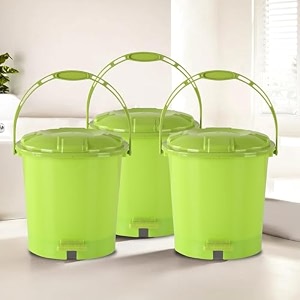kuber industries pedal dustbins 7 ltr dustbin with lid  garbage bin with handle  dustbin for kitchen bathroom office  wet amp dry pedal waste bin  trash can  green