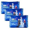 Kuber Industries Pack of 3 Pouch | Square Stationary | Pen-Pencil Box for Kids | Zipper Organizer | School Geometry | Utility Bag | Disney-Frozen | Blue