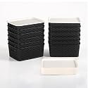Kuber Industries 12 Pcs Plastic Small Solitaire Storage Basket with Lid &amp; Handle | Multipurpose Storage Rectangular Box for Kitchen &amp; Bathroom | Black &amp; Ivory