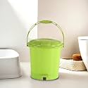 Kuber Industries Pedal Dustbins (7 LTR) Dustbin with Lid | Garbage Bin with Handle | Dustbin for Kitchen, Bathroom, office | Wet &amp; Dry Pedal Waste Bin | Trash Can | Green