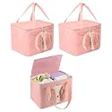 Kuber Industries Premium Kawaii Essentials Caddy Bag | Aesthetic Baskets for New Born Clothes | Cute Stuff Holder &amp; Organizer for Baby Toys, Diaper &amp; Wet Wipes | GM-26-PNK | Pink Rabbit